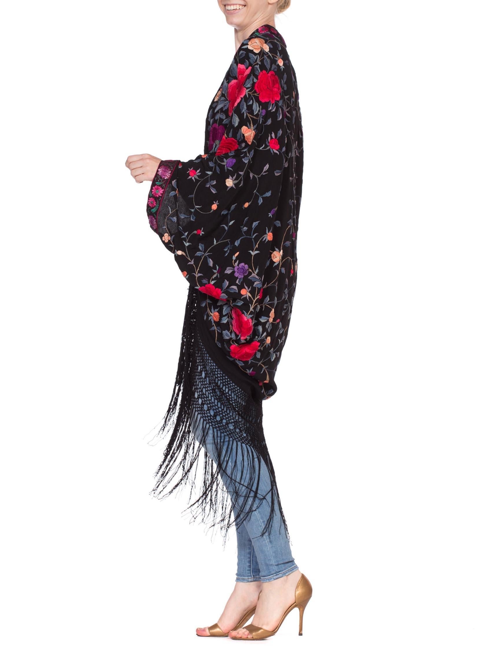 Morphew Lab Cocoon Made From 1920's Hand Embroidered Asian Silk With Fringe And  1