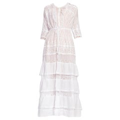 MORPHEW COLLECTION 1910'S  White Lace Dress