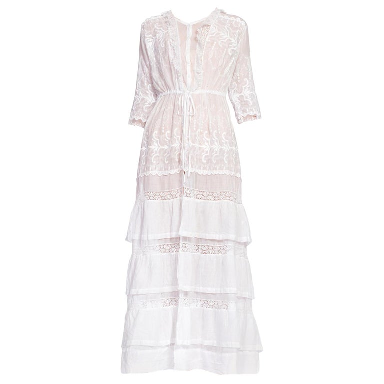 MORPHEW COLLECTION 1910'S White Lace Dress at 1stDibs