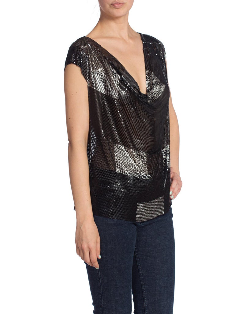 Morphew Patch Work Metal Mesh Top In Black With Crystals For Sale at ...