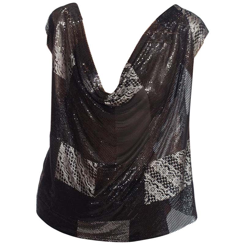 MORPHEW COLLECTION Black and Grey Deconstructed Yarn Poncho Top For ...