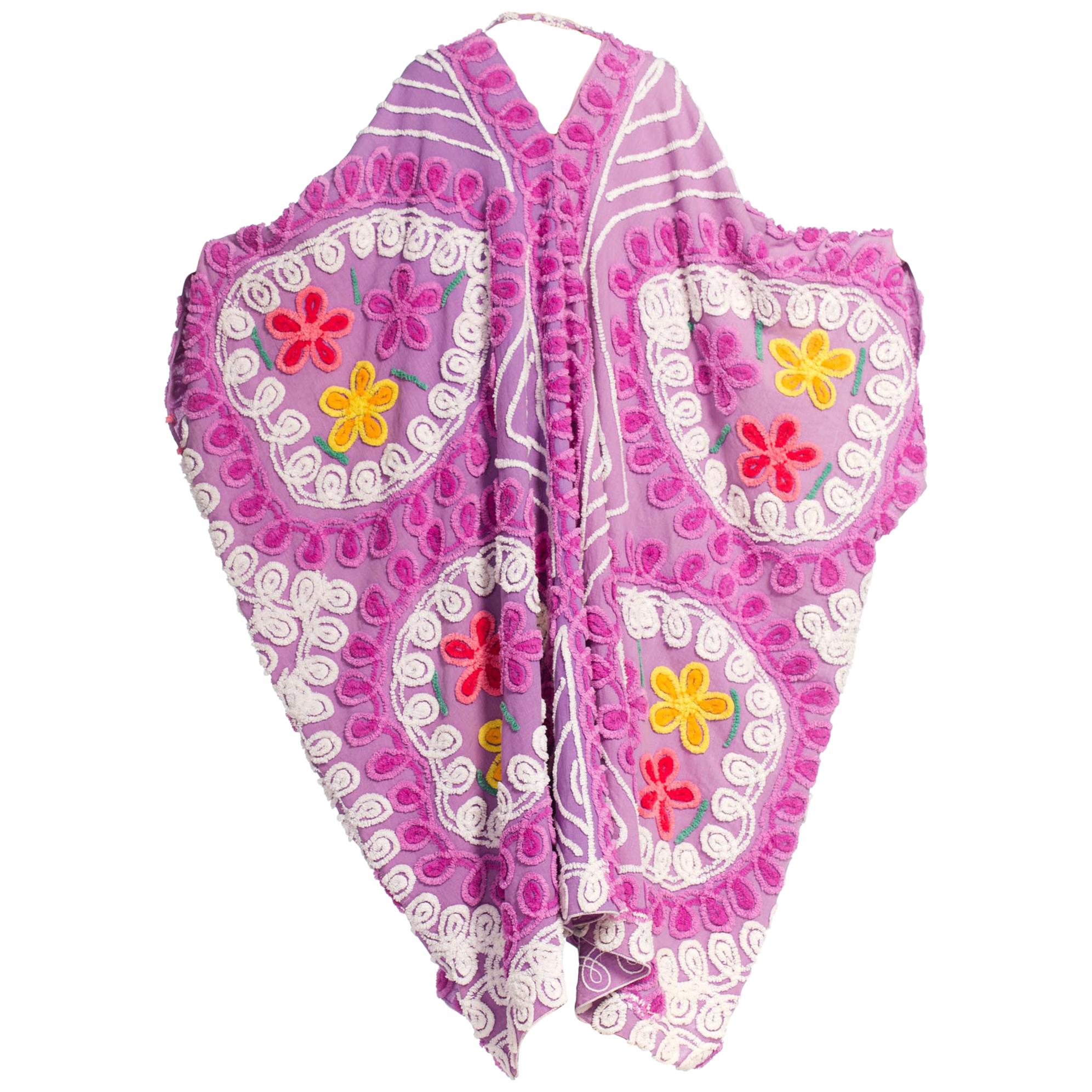 Morphew Purple  1950 Chenille Fabric  Kaftan Caftan