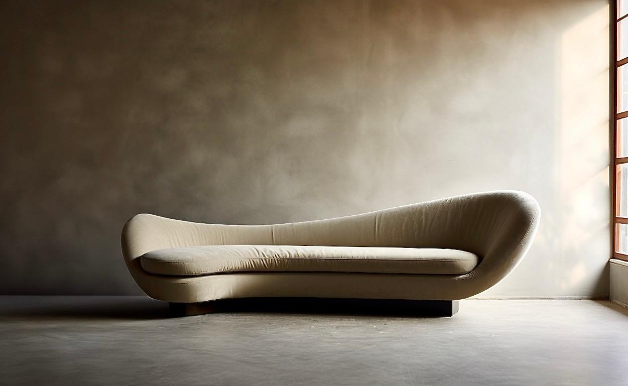 Cuir de mouton Canapé minimal Morpho en vente