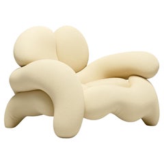 Morphologica Cream Armchair in Bouclé Wool by Misha Kahn