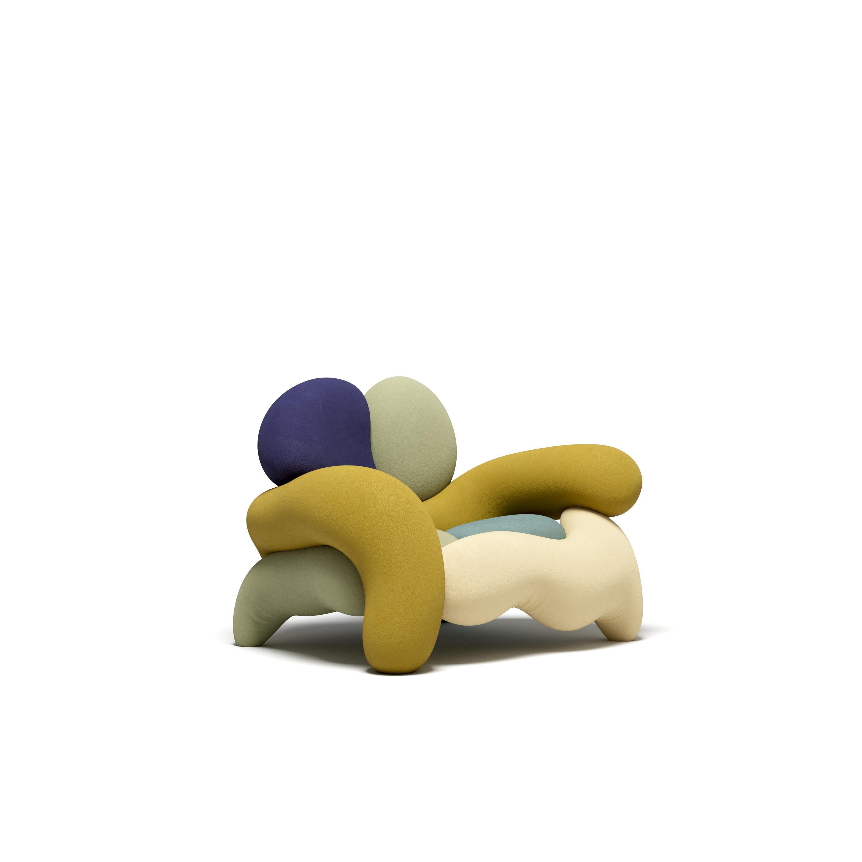 The Morphologica armchair and sofa manifest the need to rethink what it means to be radical. Designed by Misha Kahn in 2024 for Meritalia.

The Morphologica armchair and sofa, born from the collaboration between Meritalia and the groundbreaking