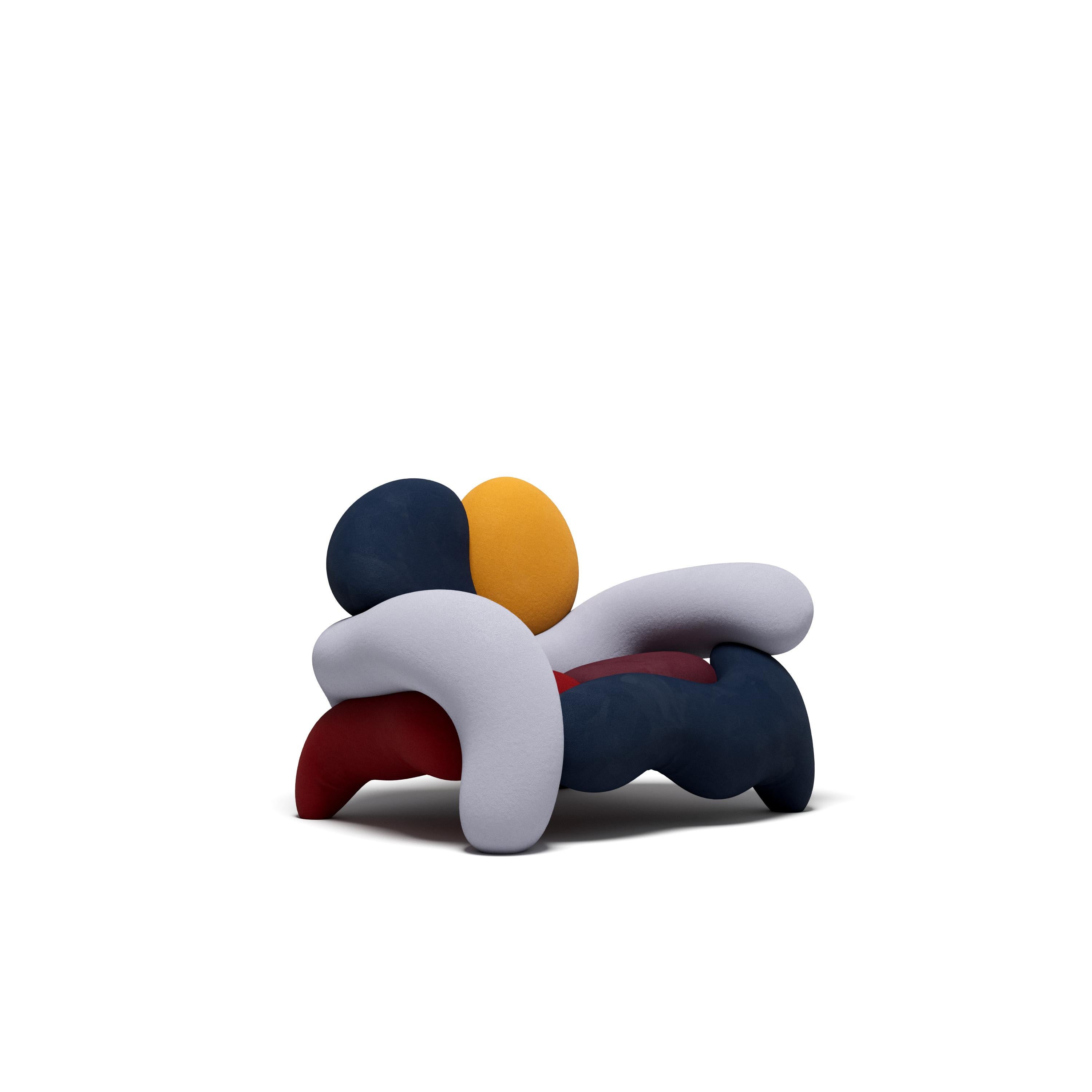 The Morphologica armchair and sofa manifest the need to rethink what it means to be radical. Designed by Misha Kahn in 2024 for Meritalia.

The Morphologica armchair and sofa, born from the collaboration between Meritalia and the groundbreaking