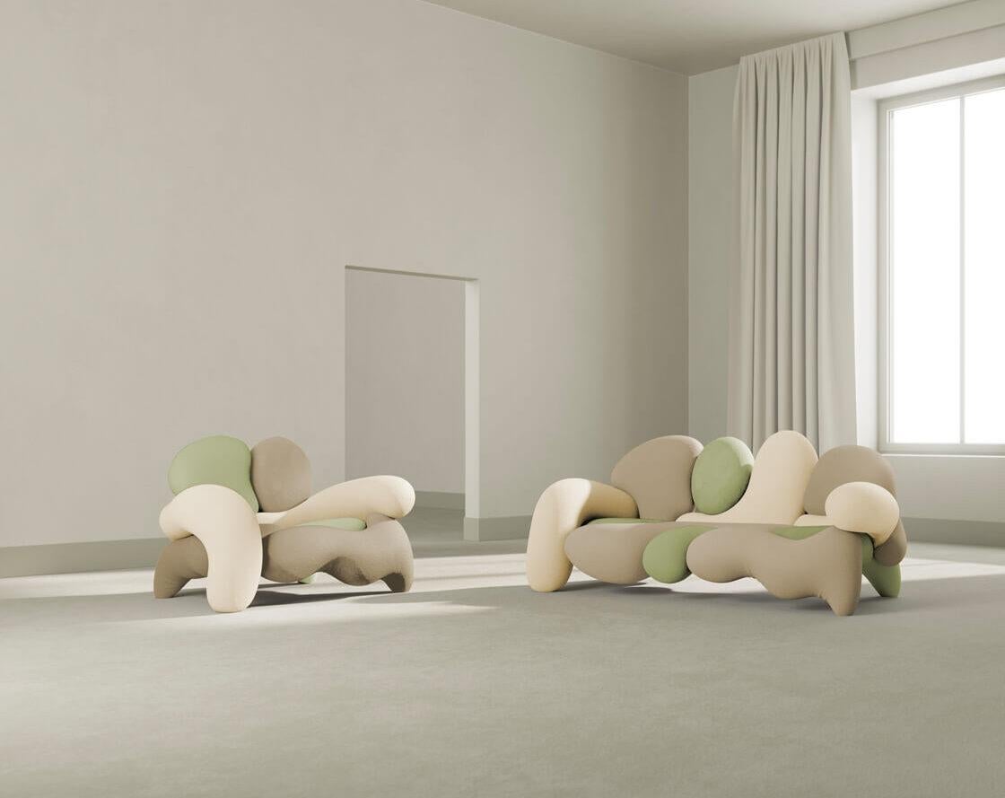 Morphologica Indiana Sofa in Bouclé Wool by Misha Kahn In New Condition For Sale In Brooklyn, NY