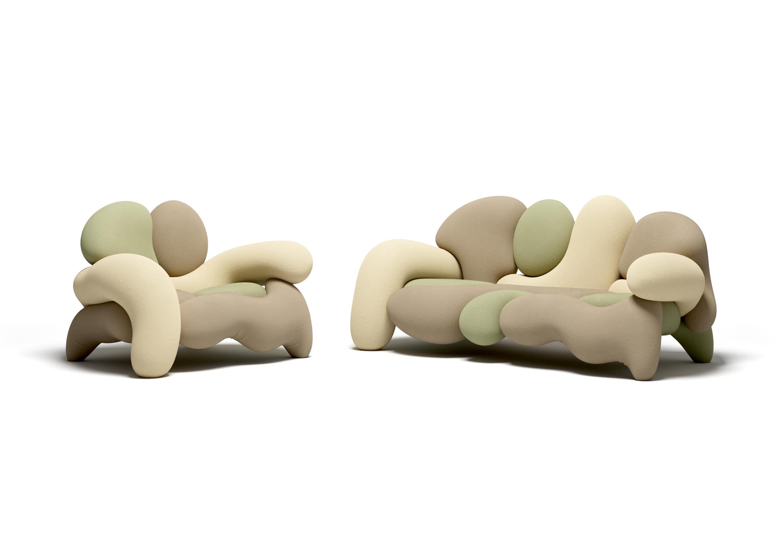 Contemporary Morphologica Indiana Sofa in Bouclé Wool by Misha Kahn For Sale
