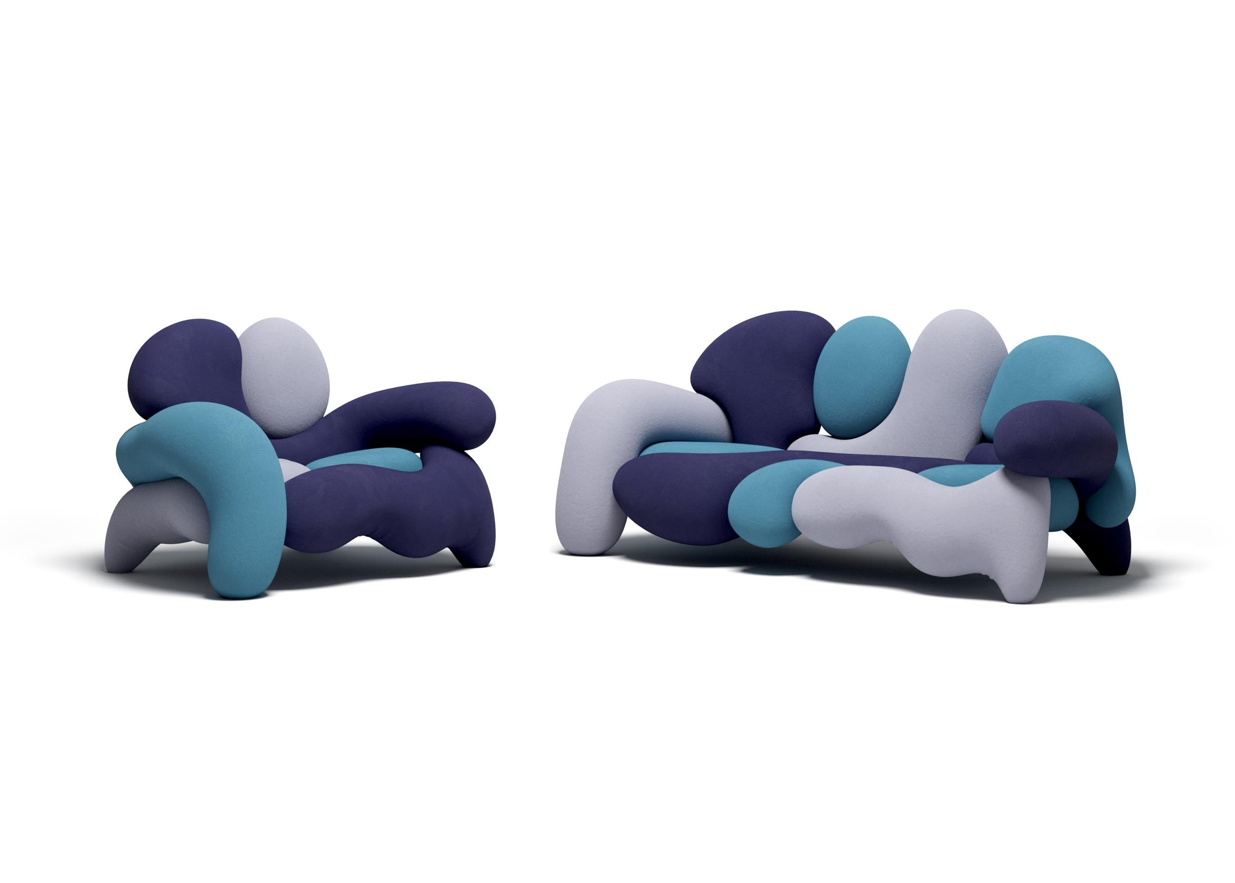 Le fauteuil et le canapé Morphologica manifestent la nécessité de repenser ce que signifie être radical. Conçu par Misha Kahn en 2024 pour Meritalia.

Le fauteuil et le canapé Morphologica, nés de la collaboration entre Meritalia et le designer