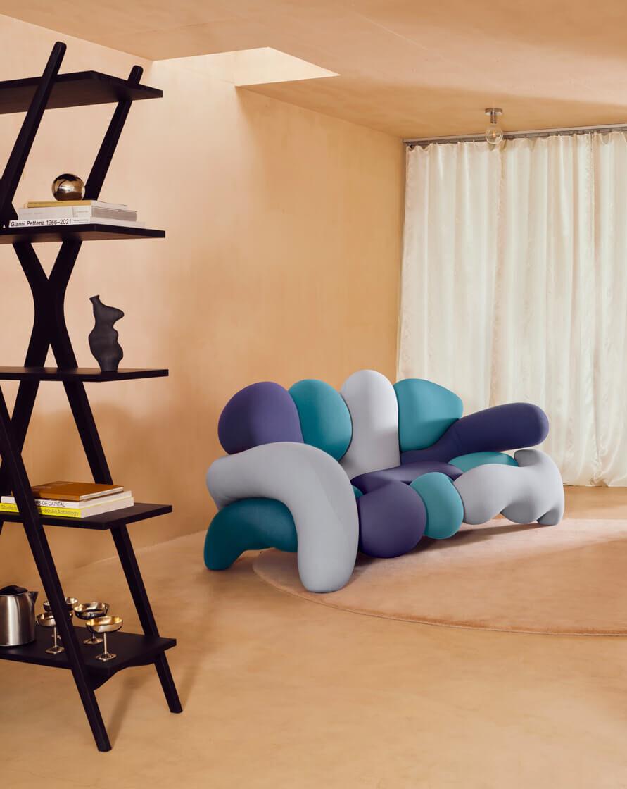 Laine Canapé et fauteuil Michigan en laine bouclée par Misha Kahn en vente