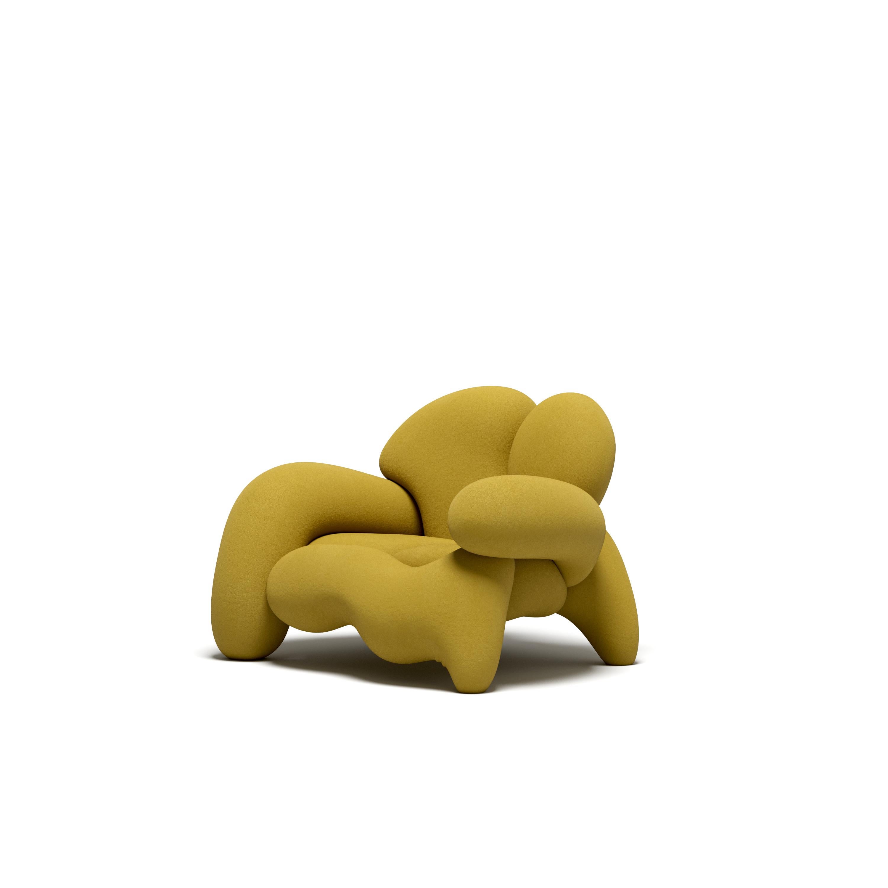 The Morphologica armchair and sofa manifest the need to rethink what it means to be radical. Designed by Misha Kahn in 2024 for Meritalia.

The Morphologica armchair and sofa, born from the collaboration between Meritalia and the groundbreaking
