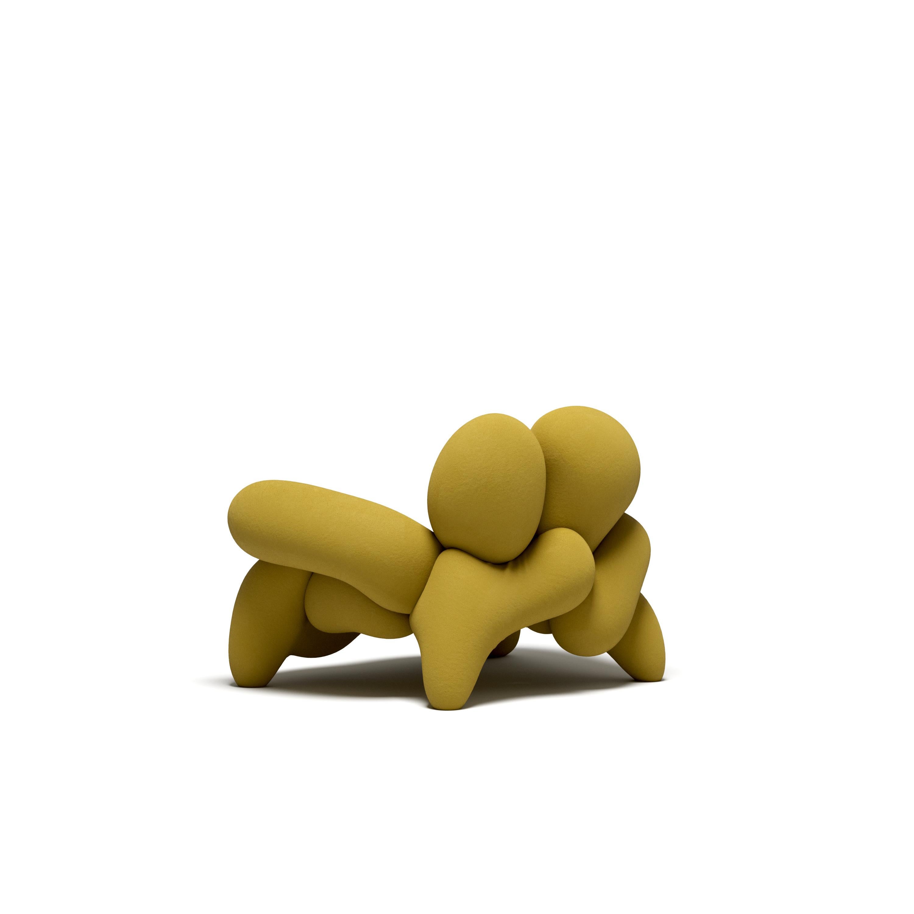 Italian Morphologica Mustard Armchair in Bouclé Wool by Misha Kahn For Sale