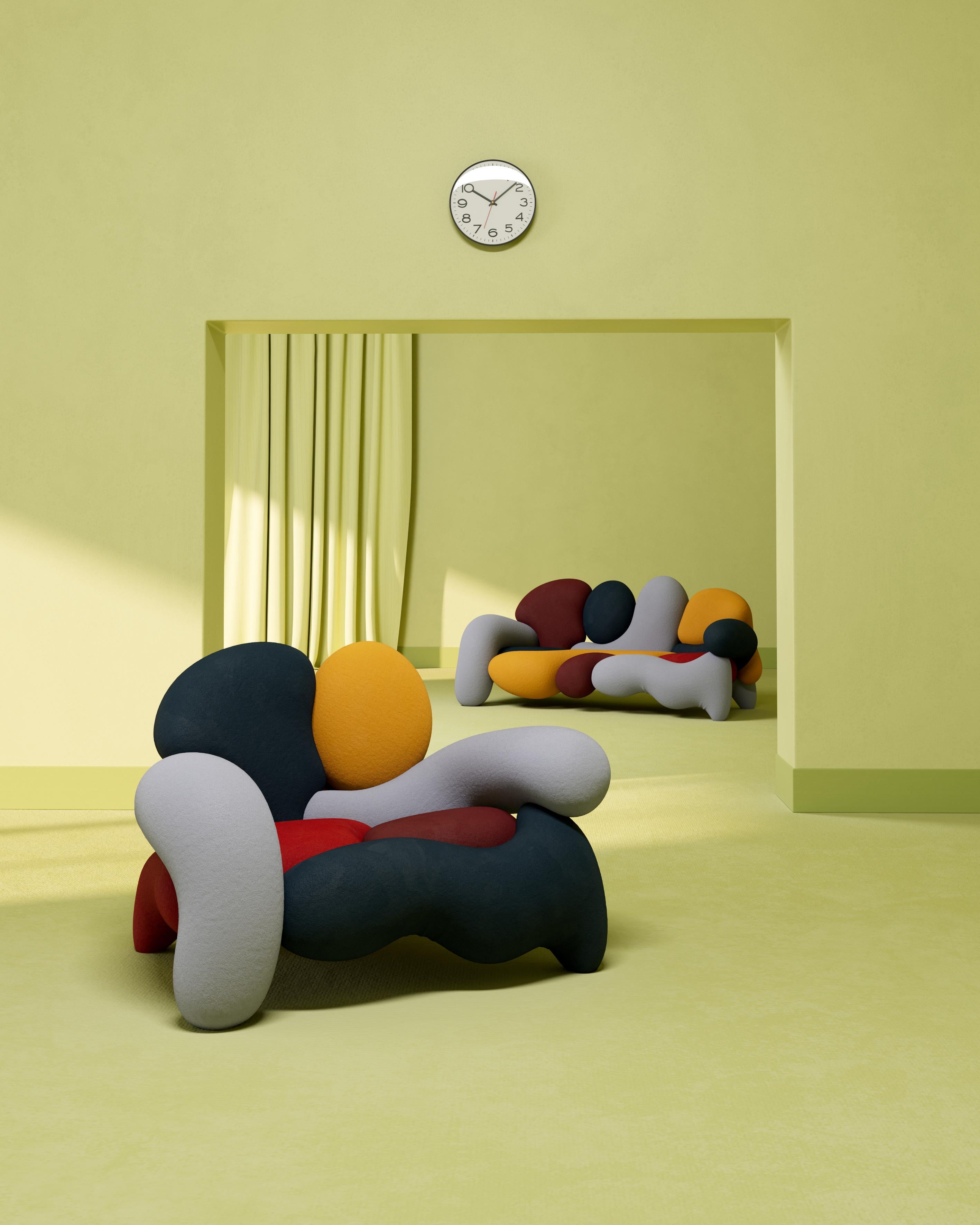 Morphologica Mustard Armchair in Bouclé Wool by Misha Kahn In New Condition For Sale In Brooklyn, NY