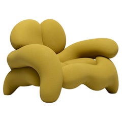 Morphologica Mustard Armchair in Bouclé Wool by Misha Kahn