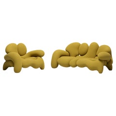 Morphologica Mustard Sofa + Armchair in Bouclé Wool by Misha Kahn