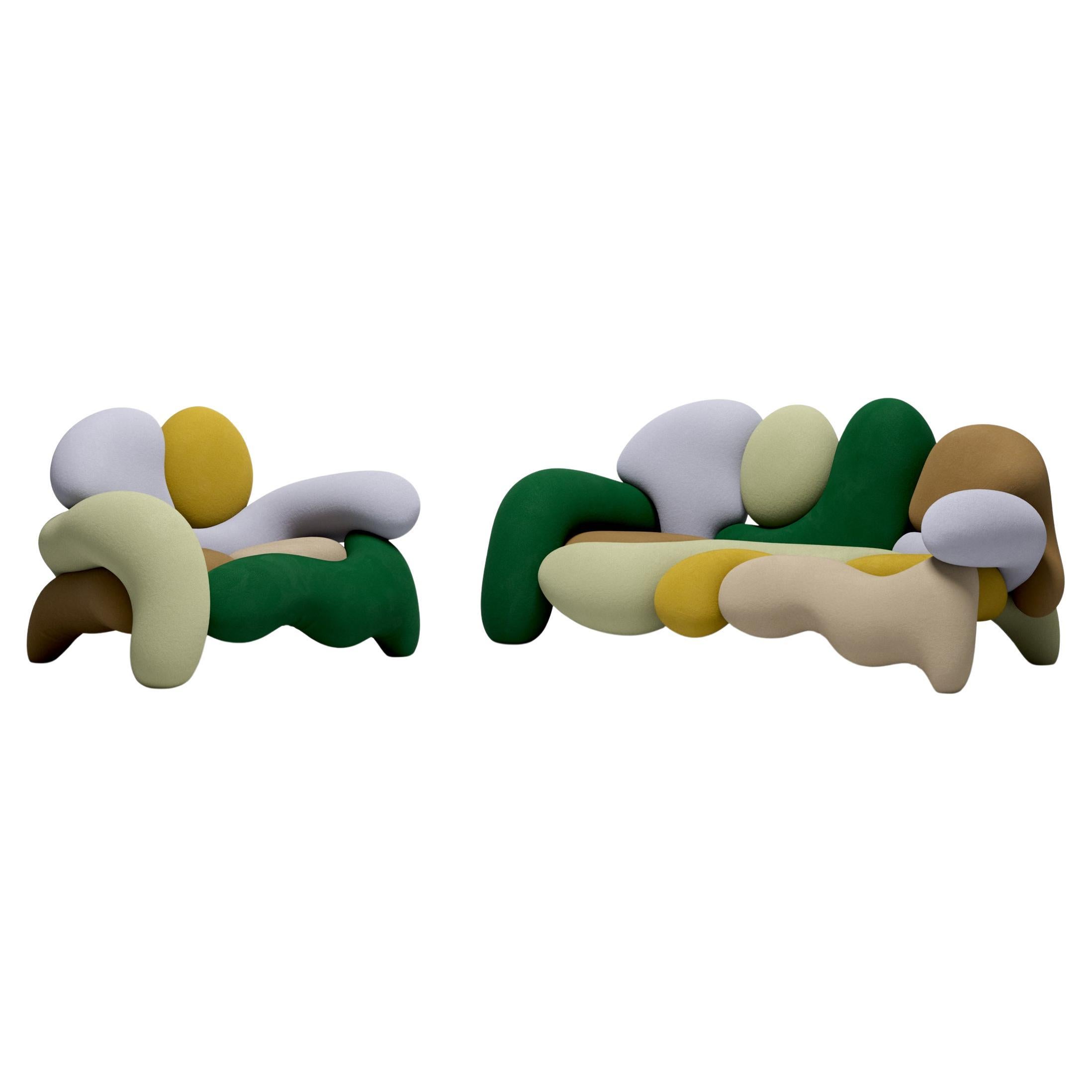 Morphologica Nebraska Sofa + Armchair in Bouclé Wool by Misha Kahn