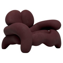 Morphologica Wine Armchair in Bouclé Wool by Misha Kahn