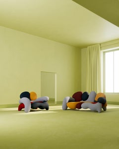 Morphologica Wine Sofa in Bouclé Wool by Misha Kahn