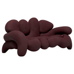 Morphologica Wine Sofa in Bouclé Wool by Misha Kahn