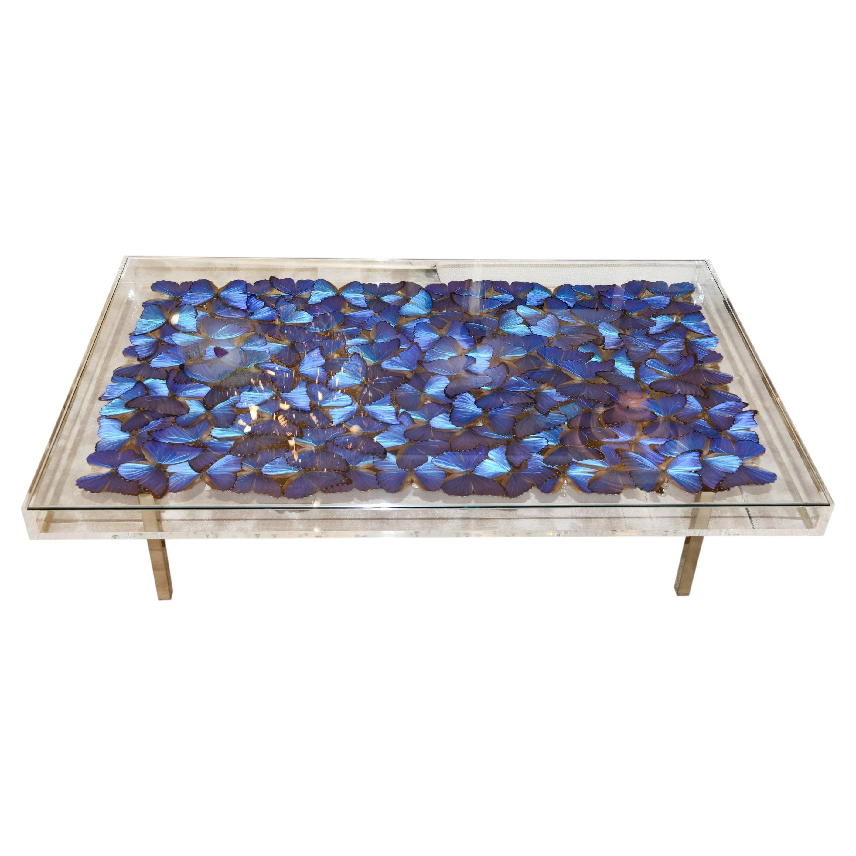 Morphos Schmetterlinge – Couchtisch aus Plexiglas im Angebot