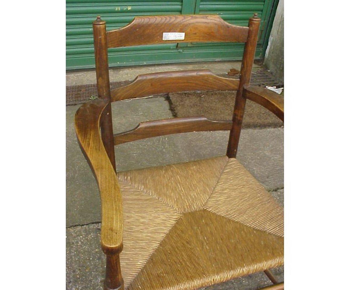 Hand-Crafted Morris and Co. A Rare Arts and Crafts Ladder Back Rush Seat Armchair