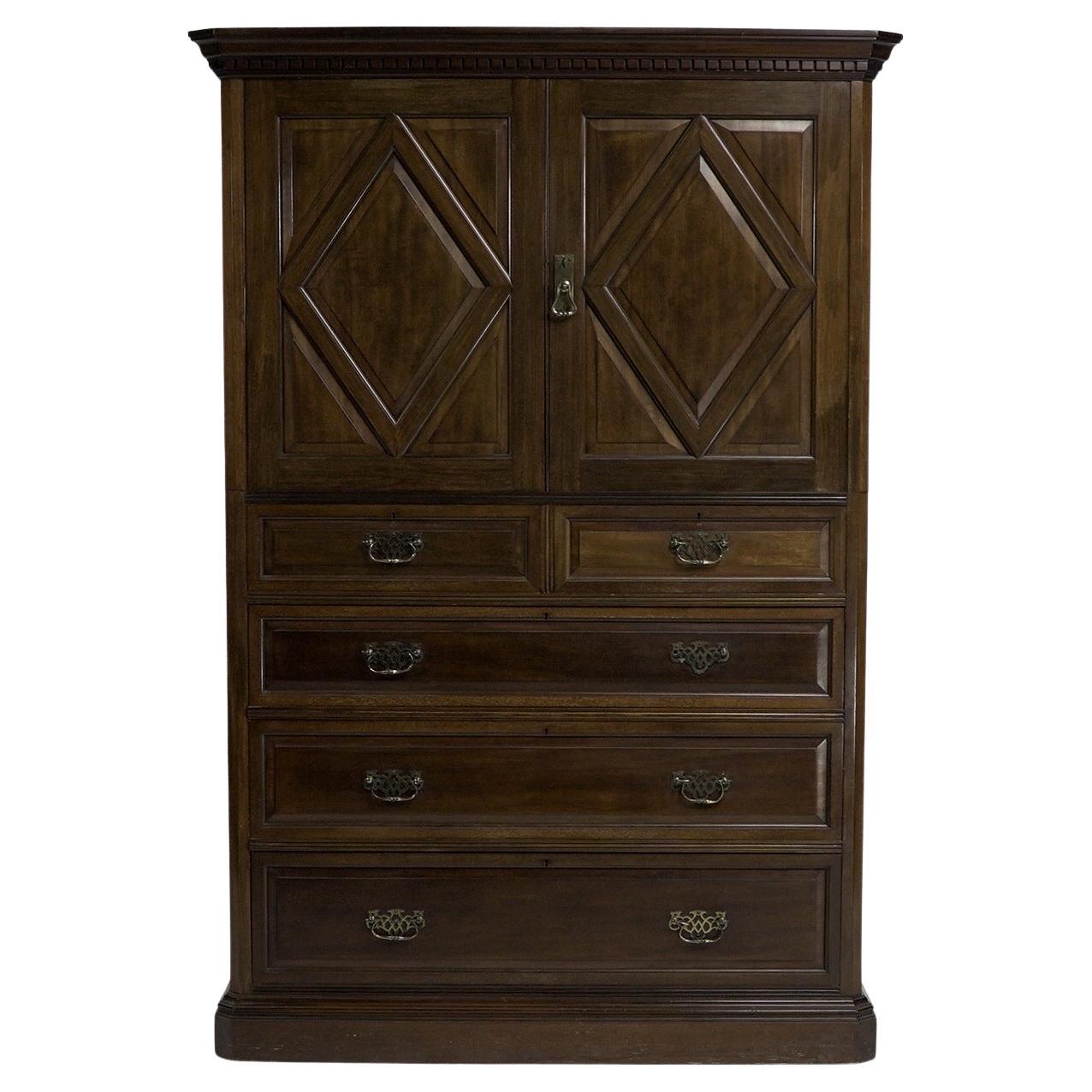 Morris & Co. An Aesthetic Movement Walnut tallboy with internal sliding drawers. For Sale