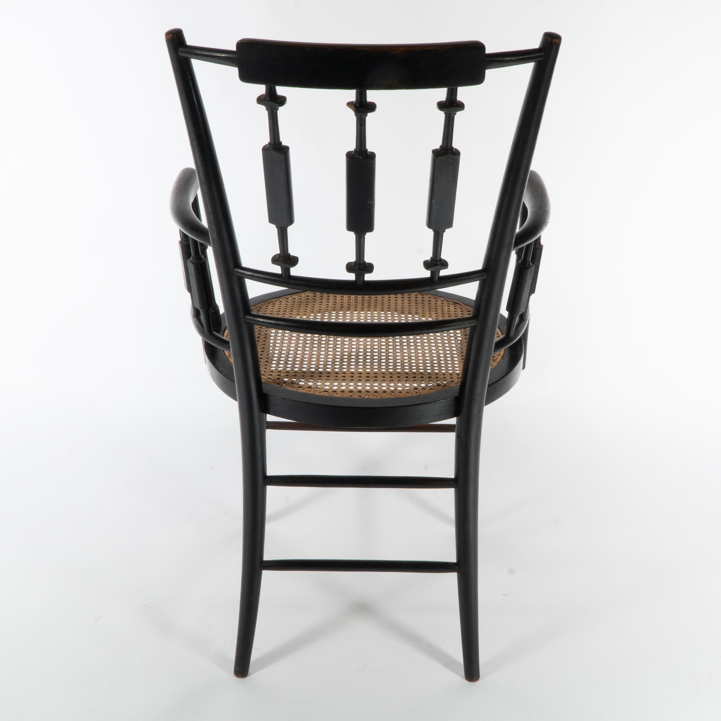 Morris and Co. An Aesthetic Movement cane seated armchair For Sale 7