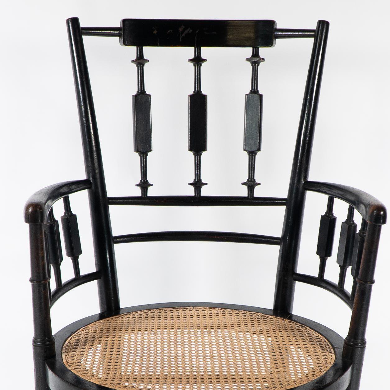 Morris and Co. An Aesthetic Movement cane seated armchair In Good Condition For Sale In London, GB