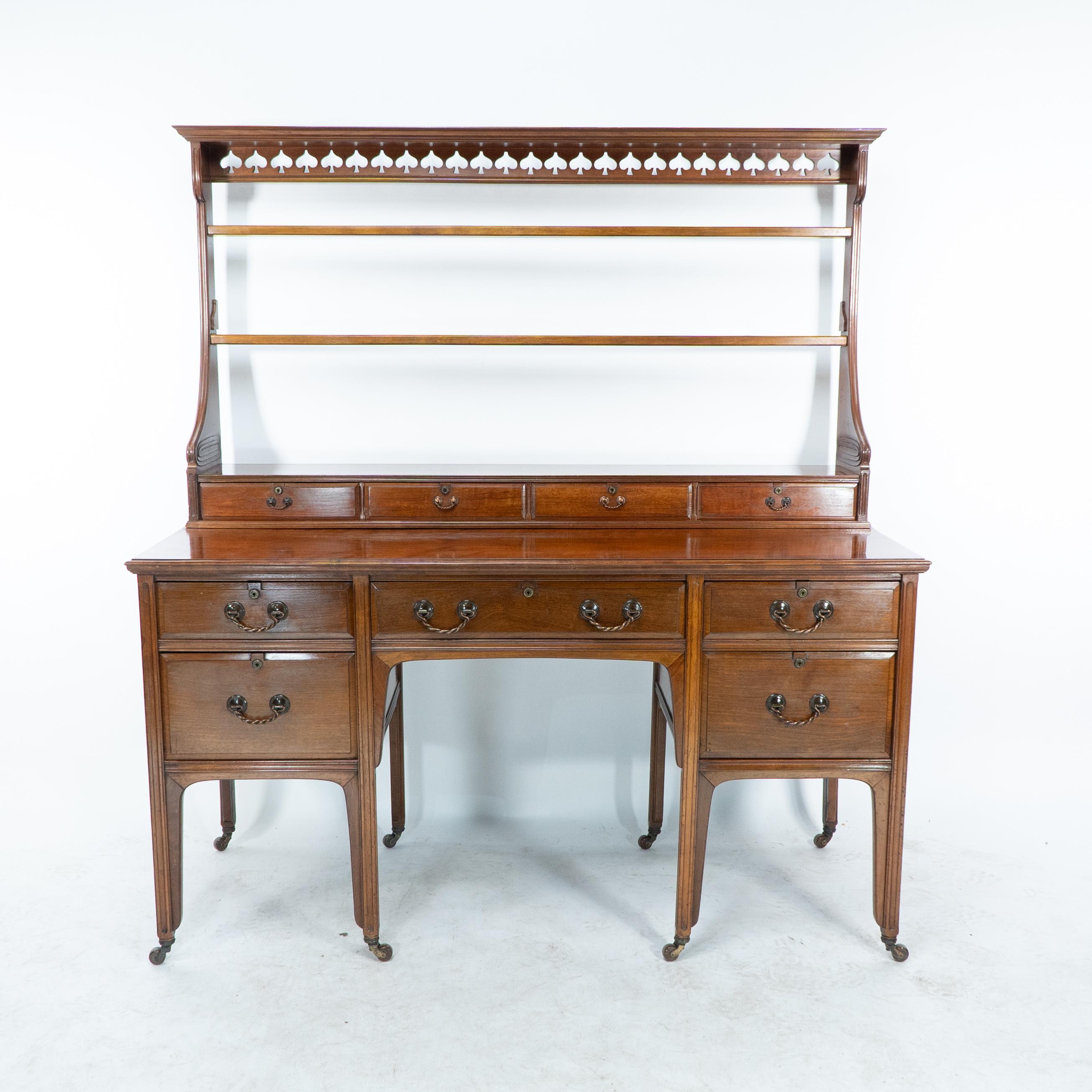 English Morris and Co attributed. A subtle Anglo-Japanese walnut sideboard dresser For Sale