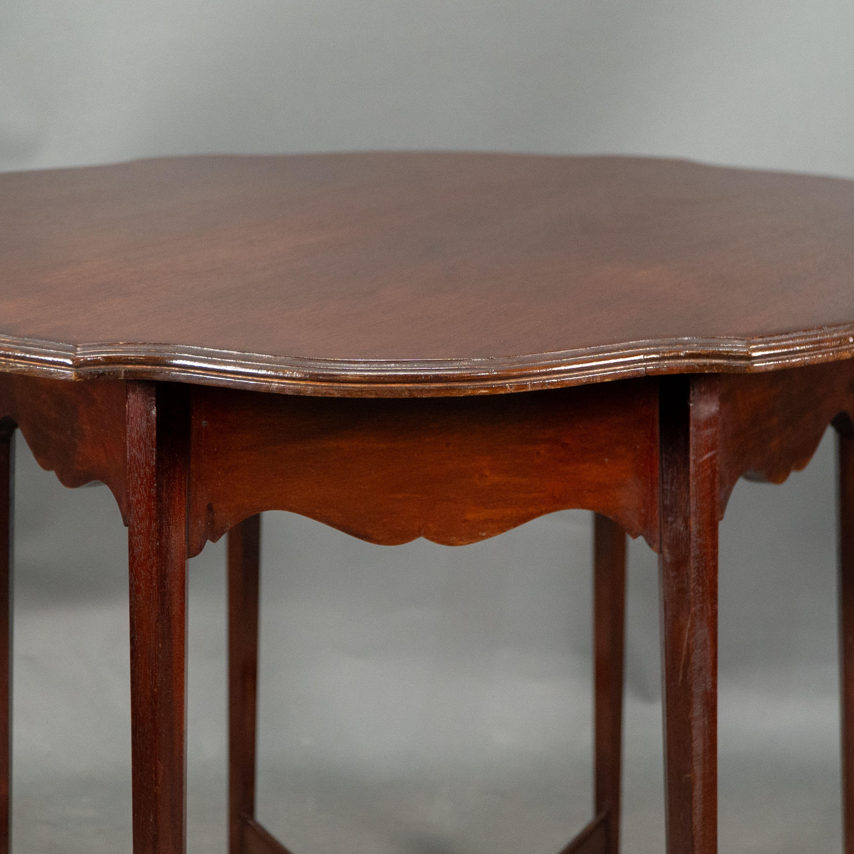 Morris and Co. Walnut side table with a shaped top and a wavey apron. For Sale 10
