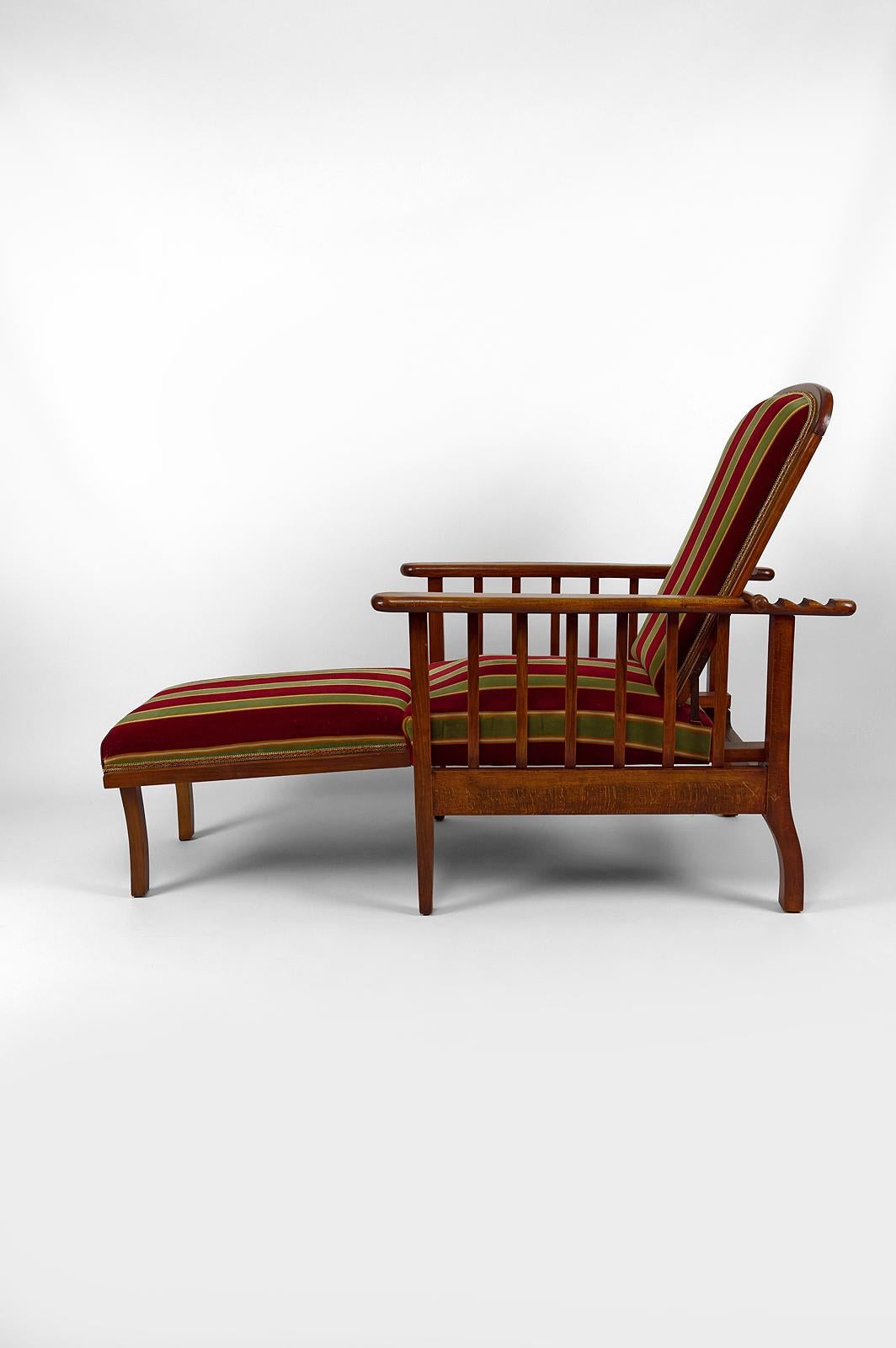 Fabric Morris armchair / lounge chair, Arts & Crafts, United Kingdom, circa 1900 For Sale