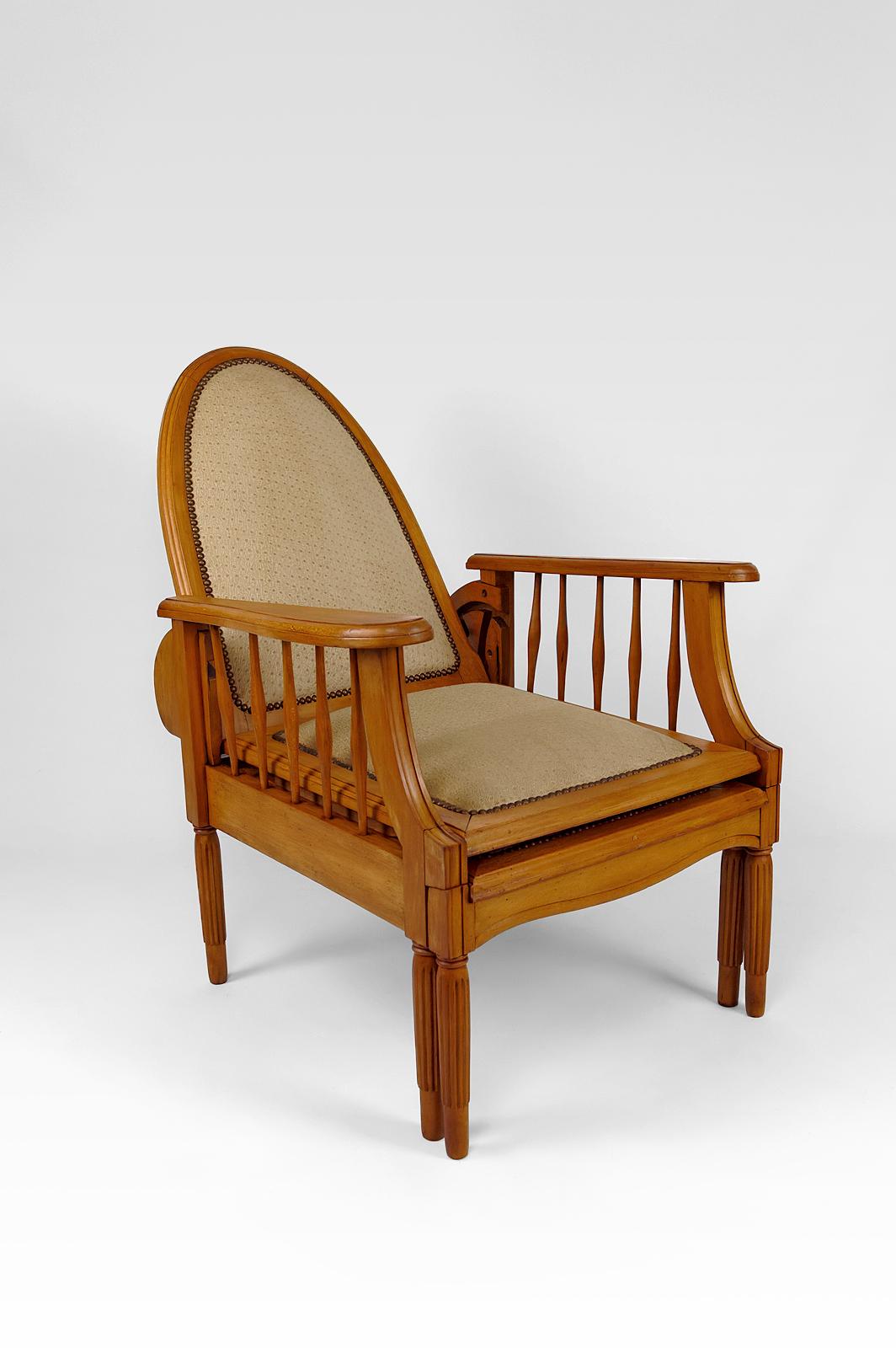 Français Fauteuil Morris en hêtre, Art Déco, France, vers 1925 en vente