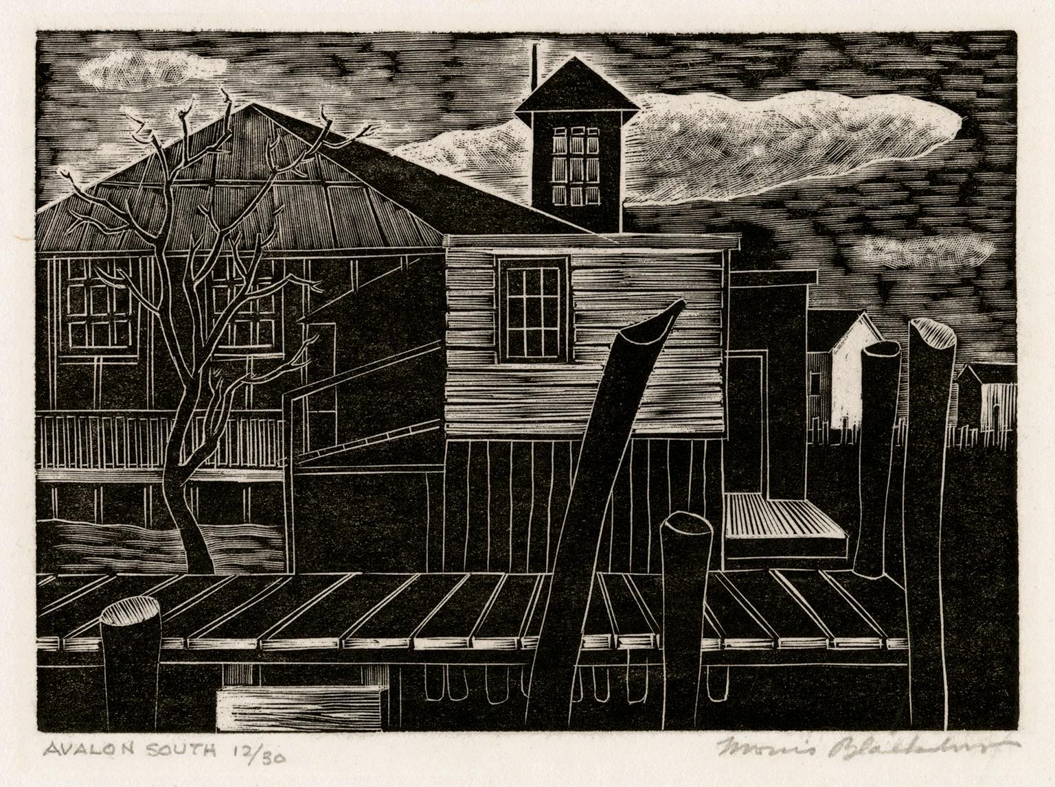 Morris Blackburn Figurative Print - 'Avalon South' —— Mid-Century Modernism