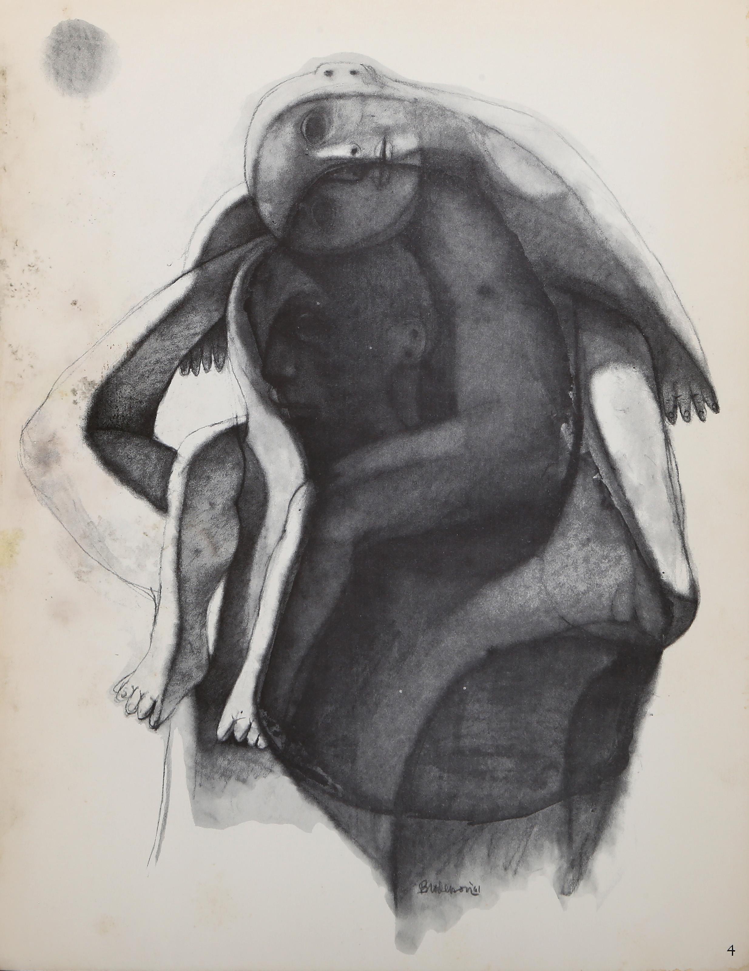 Morris Broderson, American (1928 - 2011) - Father and Child V, Portfolio:  The Atelier Portfolios, Number One: Morris Broderson, Year:  1961, Medium:  Lithograph, signed and dated in the plate lower left, Image Size:  11 x 9 inches, Size:  12.75 x