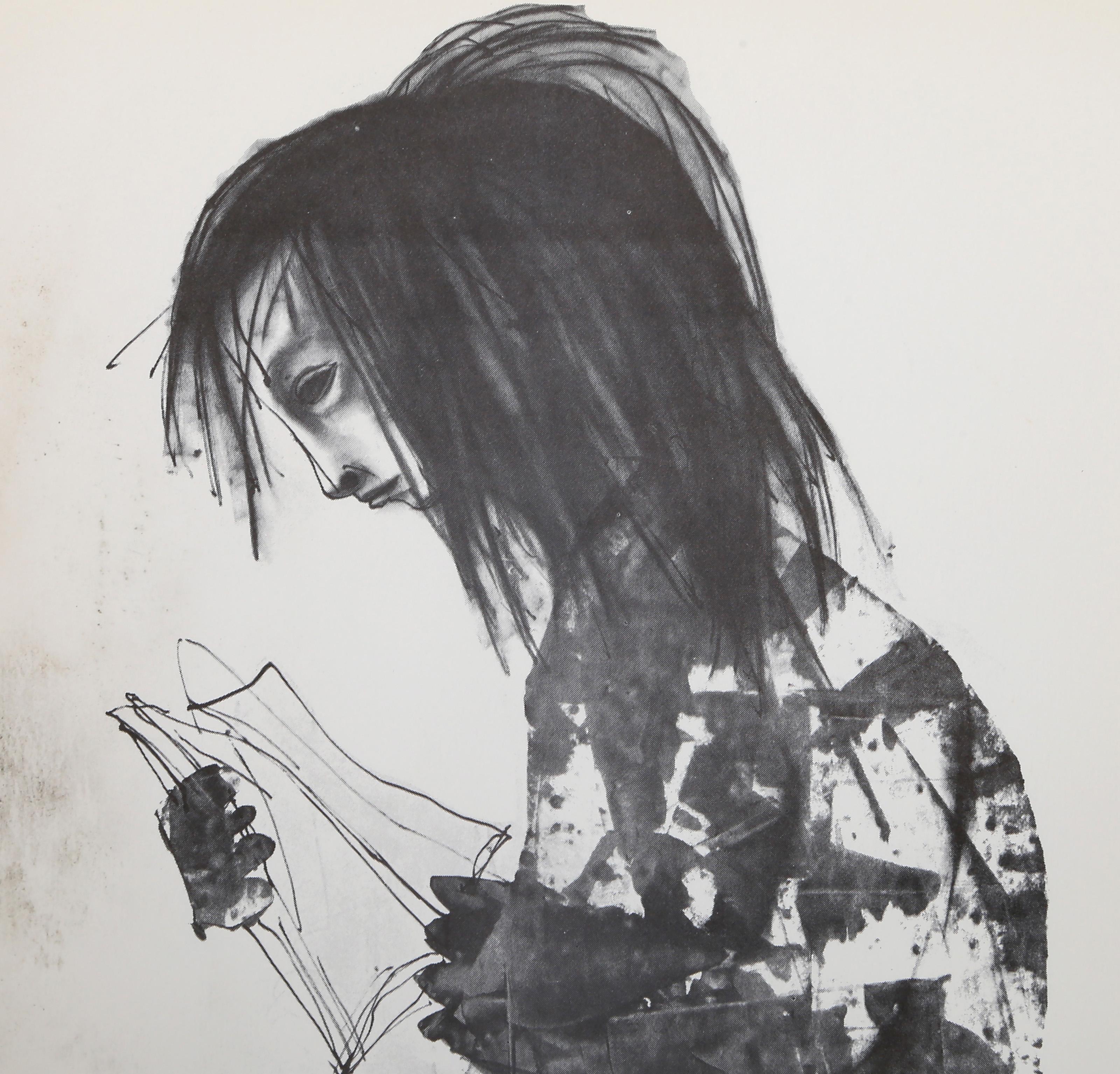 Japanisches Kind; ausgeliehen von Dean Reynolds, surrealistische Lithographie von Morris Broderson im Angebot 1