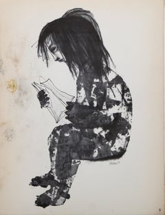 Japanese Child; lent by Dean Reynolds, Surrealist Lithograph by Morris Broderson