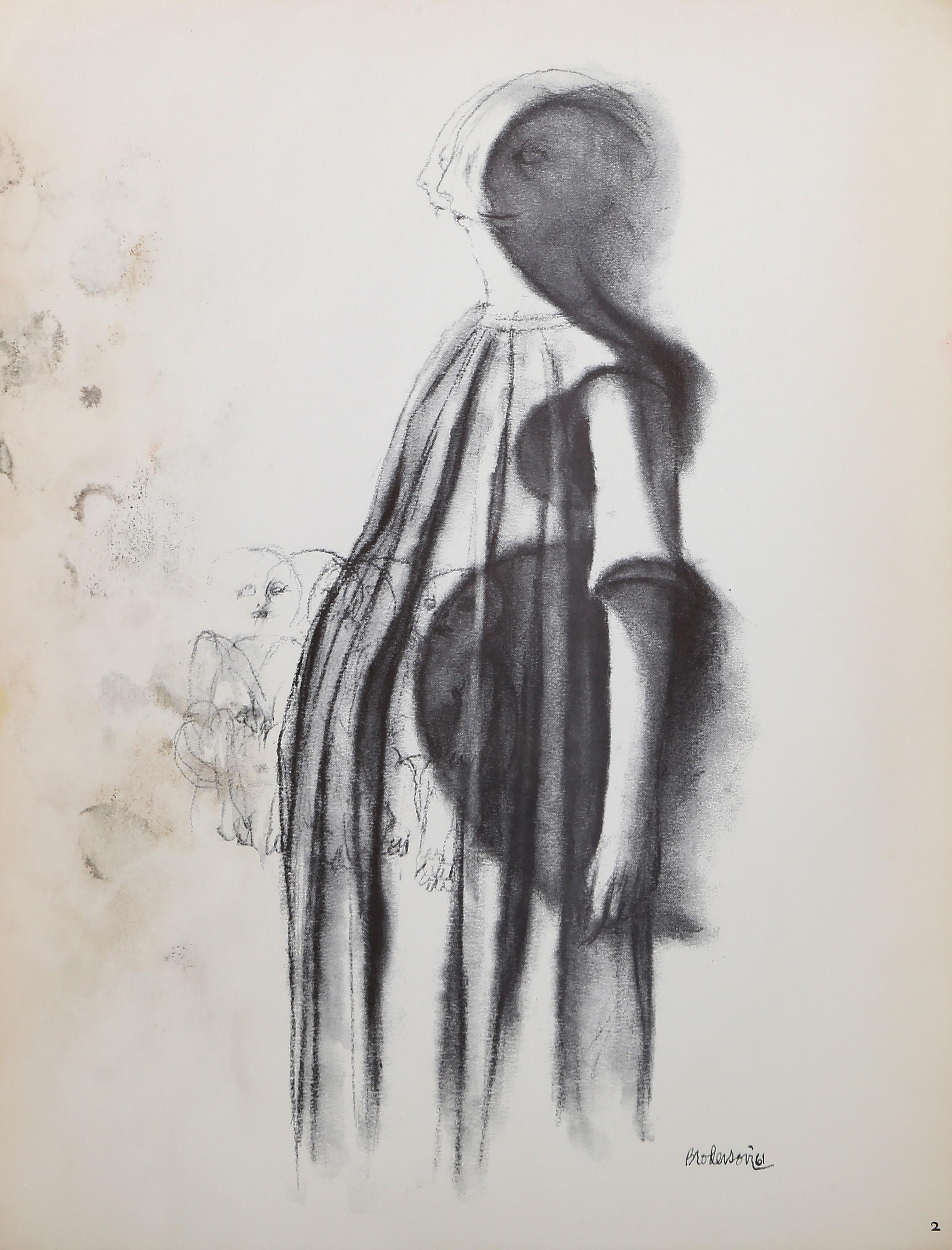 Mary Mother of Christ II, Surrealist Lithograph by Morris Broderson For Sale 2