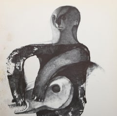 Peon Carrying Head of Bull, Surrealist Lithograph by Morris Broderson