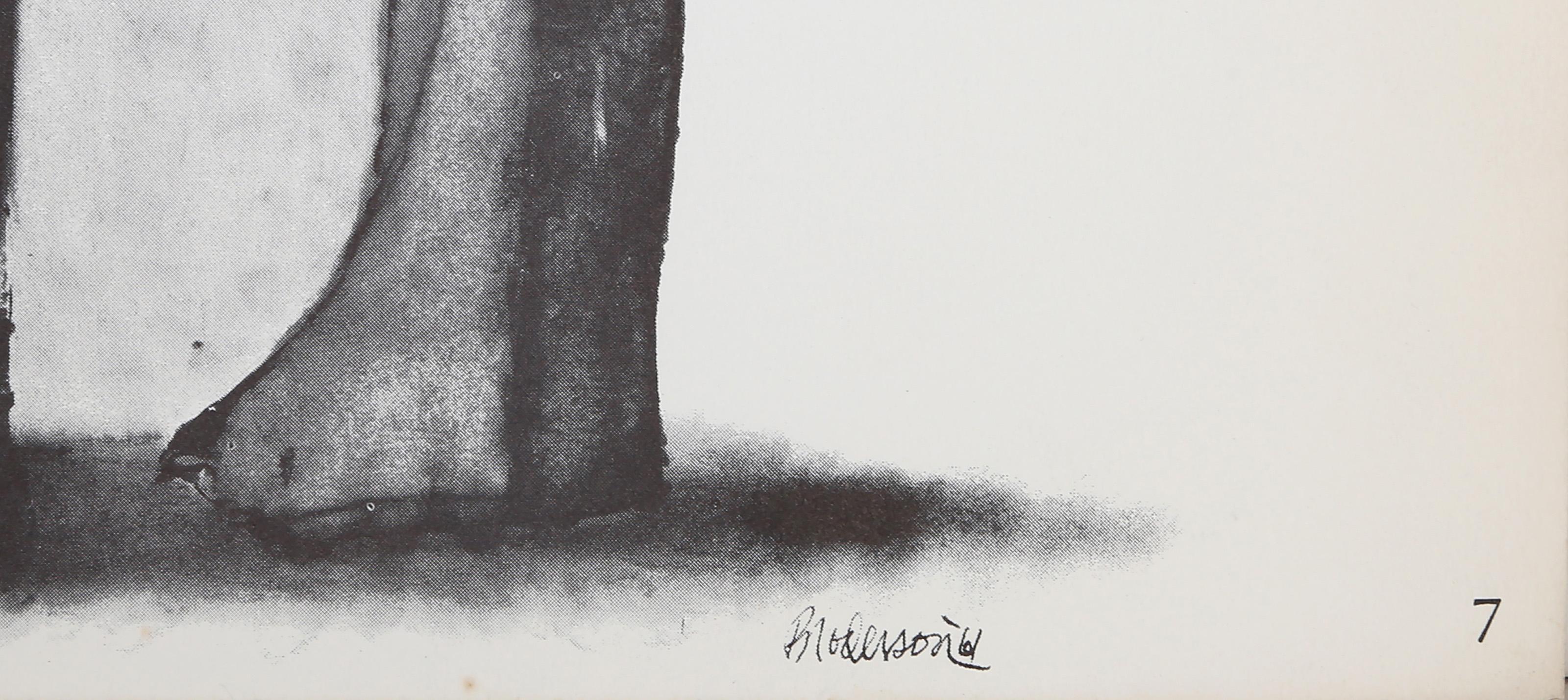 Peon Carrying Head of Bull, Surrealist Lithograph by Morris Broderson For Sale 3