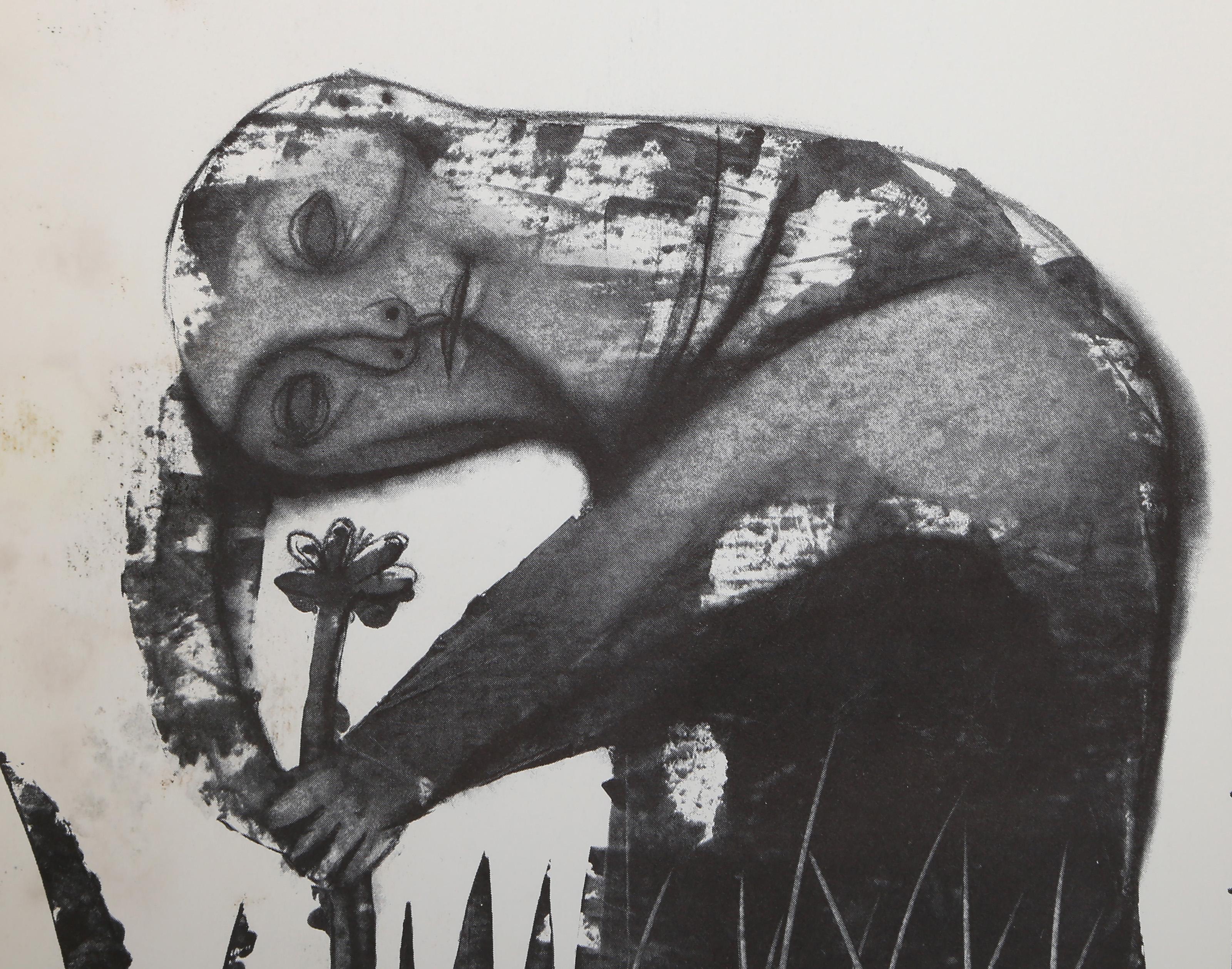 Sound of Flowers VII, Surrealist Lithograph by Morris Broderson For Sale 1
