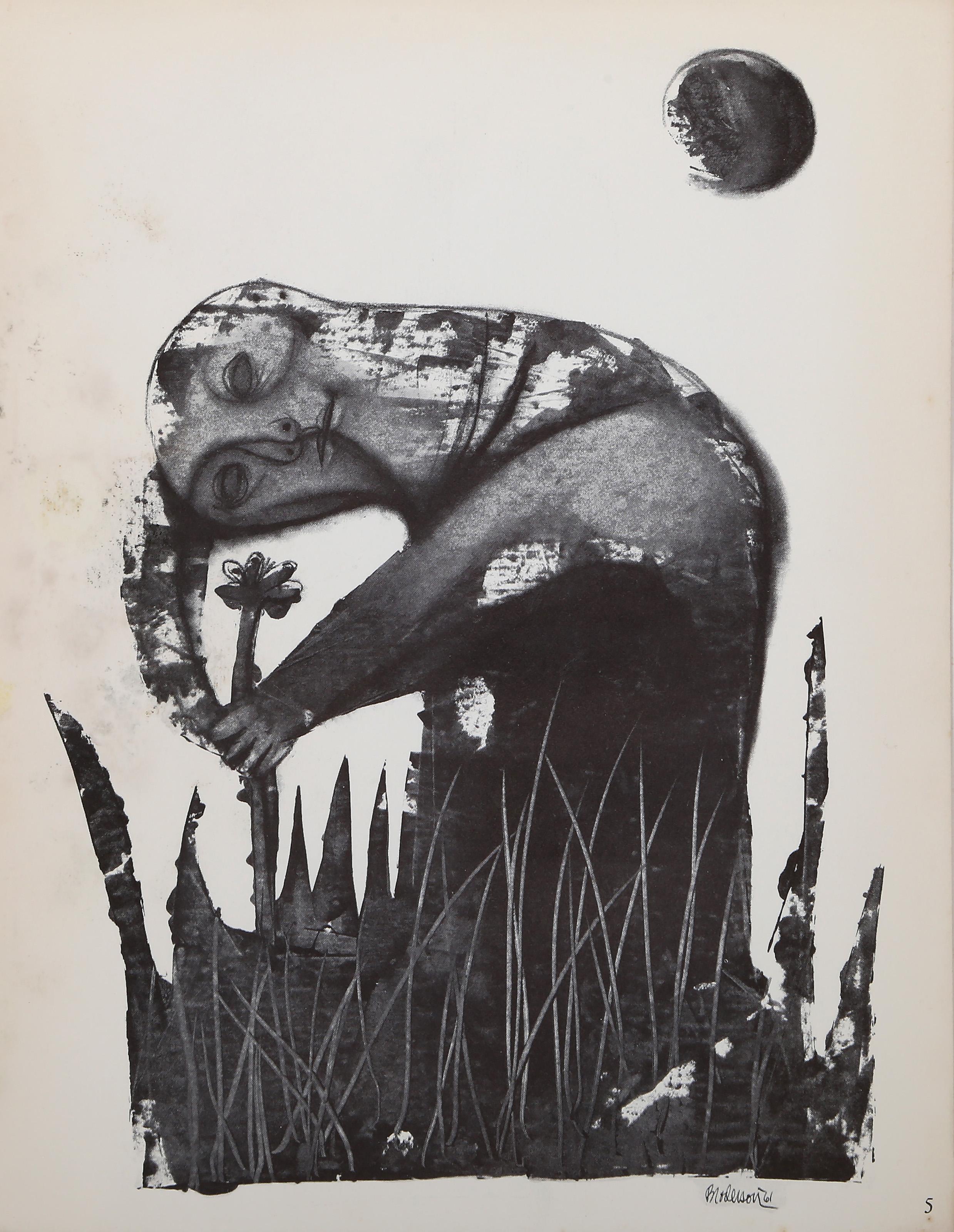 Sound of Flowers VII, Surrealist Lithograph by Morris Broderson For Sale 2