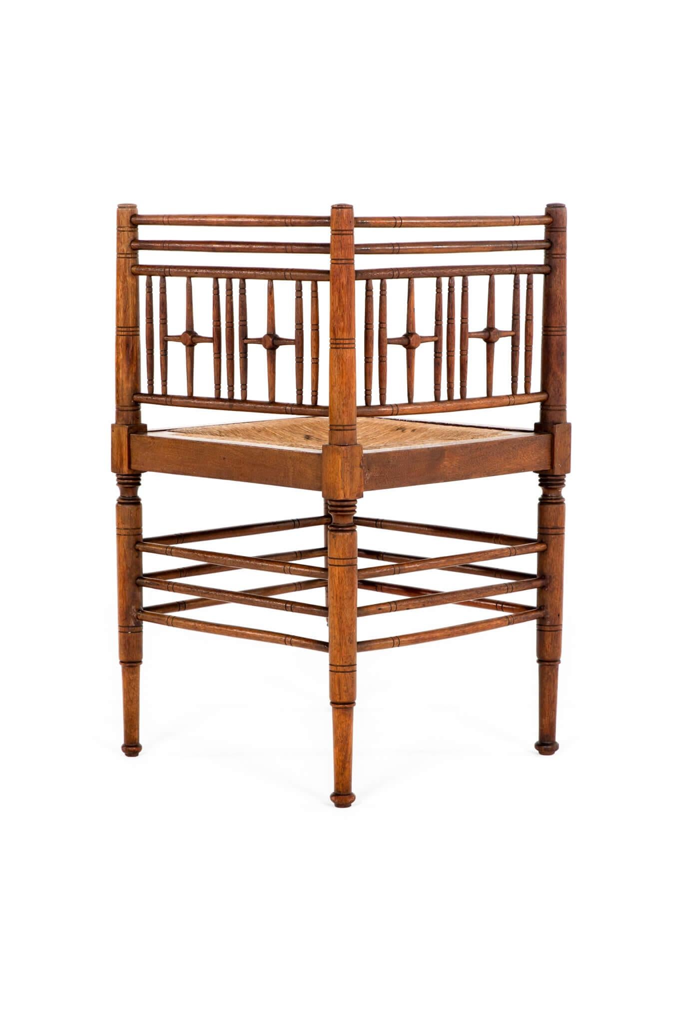 High Victorian Morris & Co. 19th Century Sussex Corner Chair
