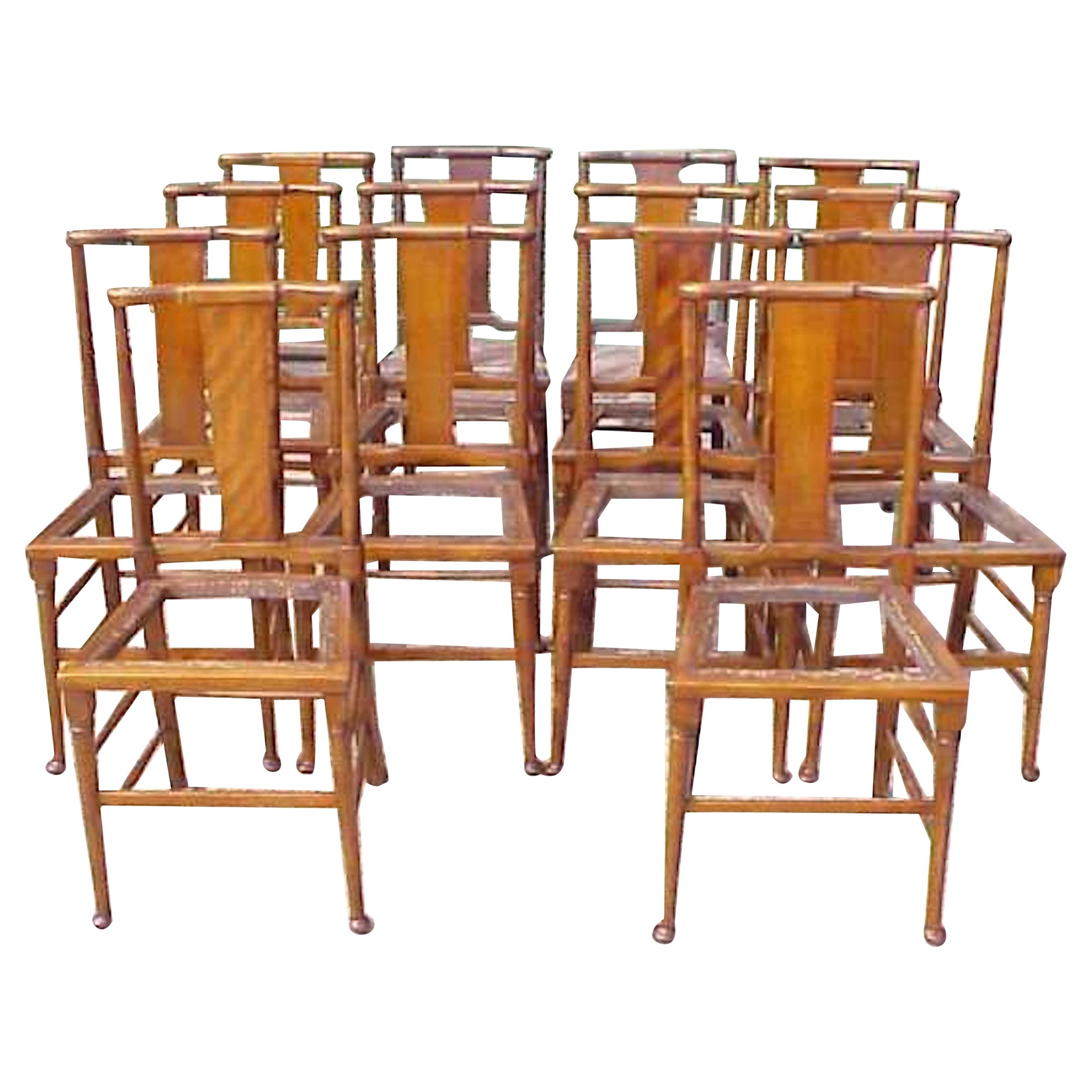 Morris & Co. a Set of Fourteen Arts & Crafts Queen Anne Mahogany Dining Chairs For Sale