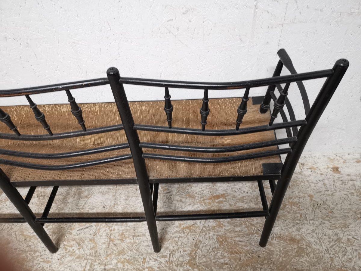 Morris & Co. an Arts & Crafts Museum Quality Ebonised Sussex Three-Seat Settee 1