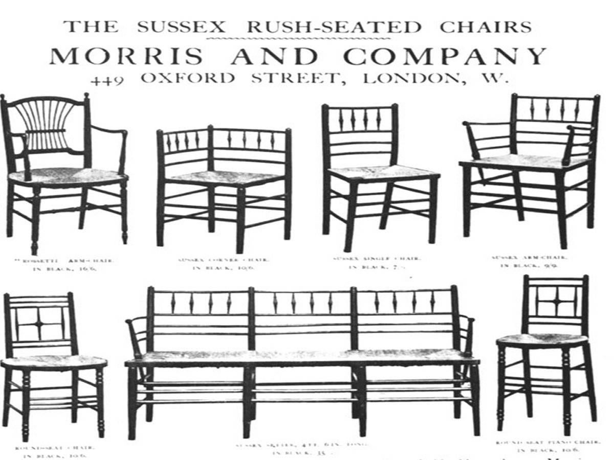 English Morris & Co. an Ebonised Rush-Seat Sussex Side Chair by Daniel Gabriel Rossetti