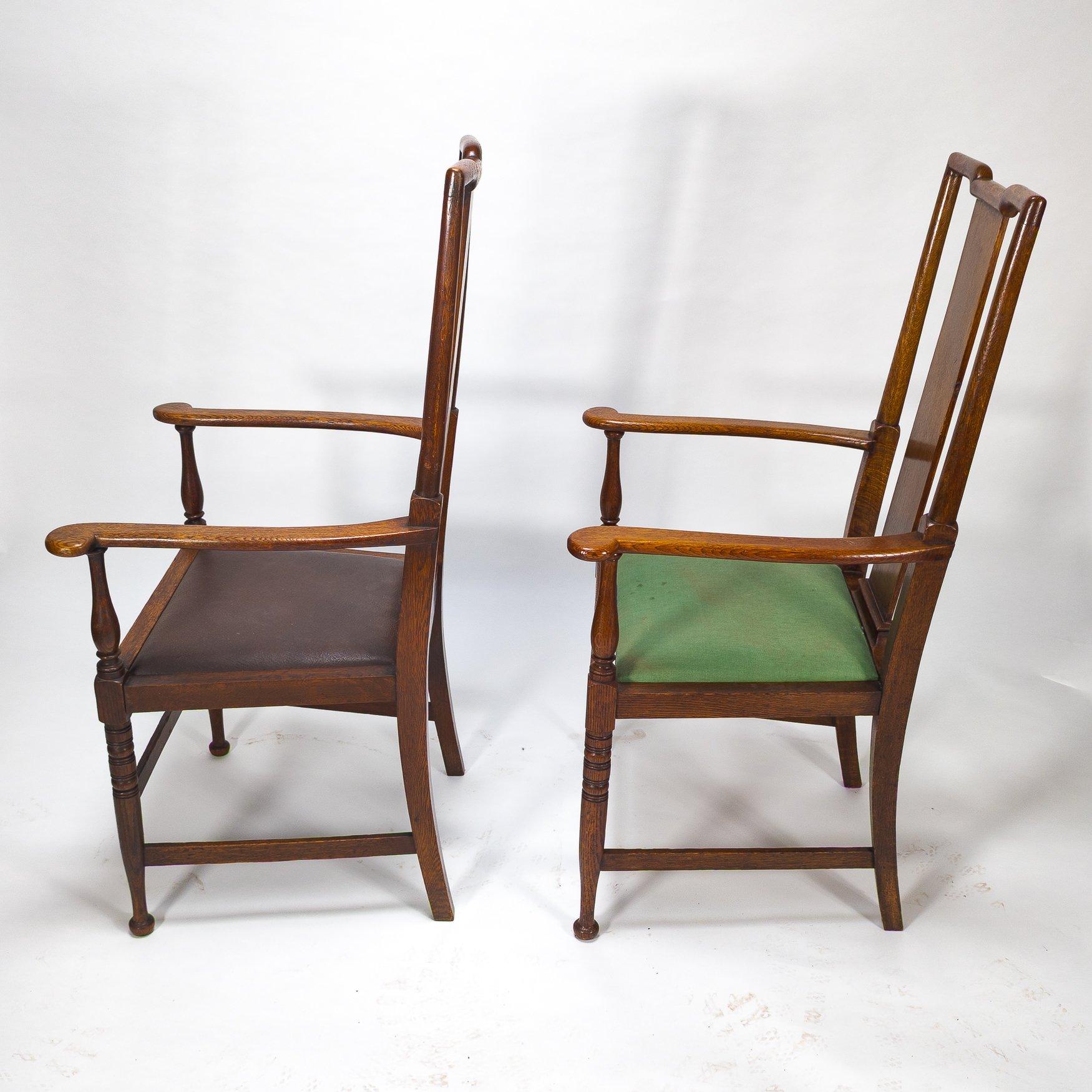 Morris & Co. Fauteuils de salle à manger en Oak Arts & Crafts, Design/One en vente 3