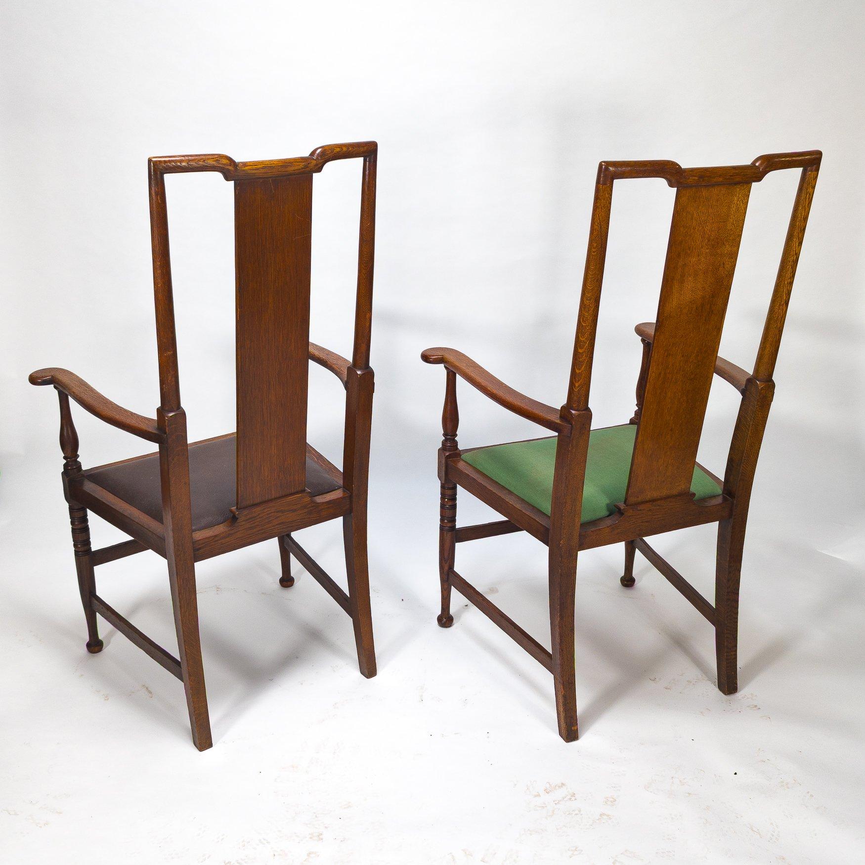 Morris & Co. Fauteuils de salle à manger en Oak Arts & Crafts, Design/One en vente 4