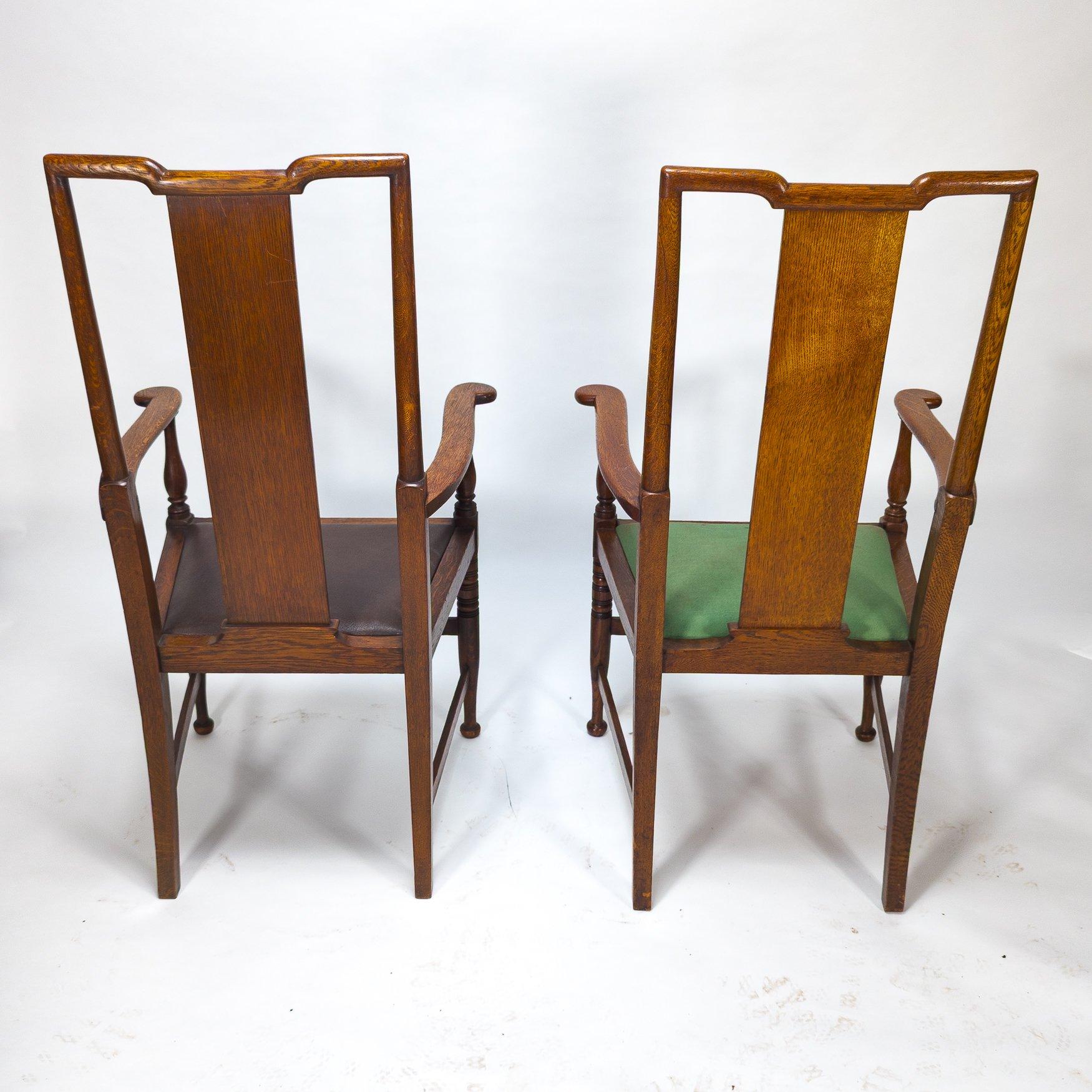 Morris & Co. Fauteuils de salle à manger en Oak Arts & Crafts, Design/One en vente 5