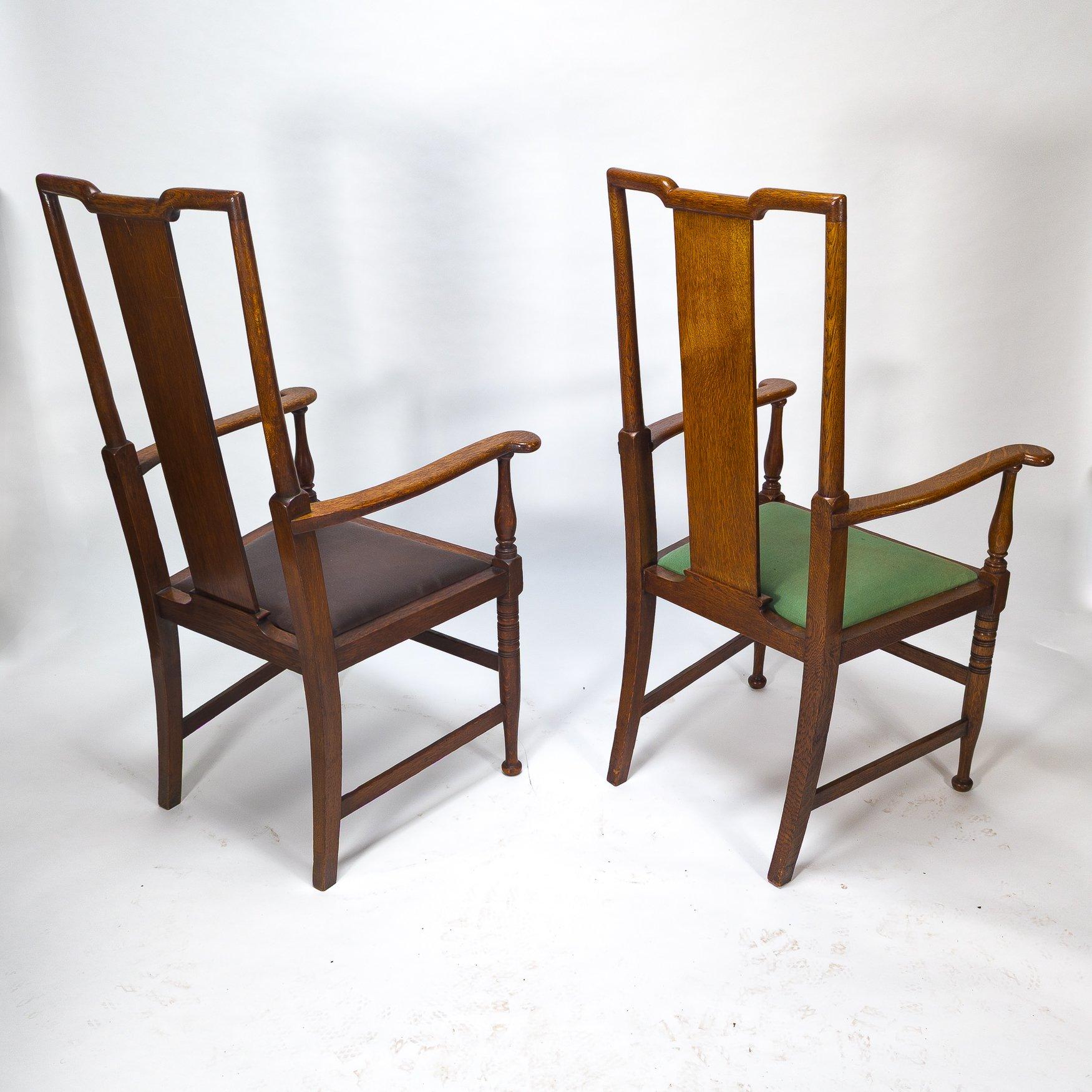 Morris & Co. Fauteuils de salle à manger en Oak Arts & Crafts, Design/One en vente 6