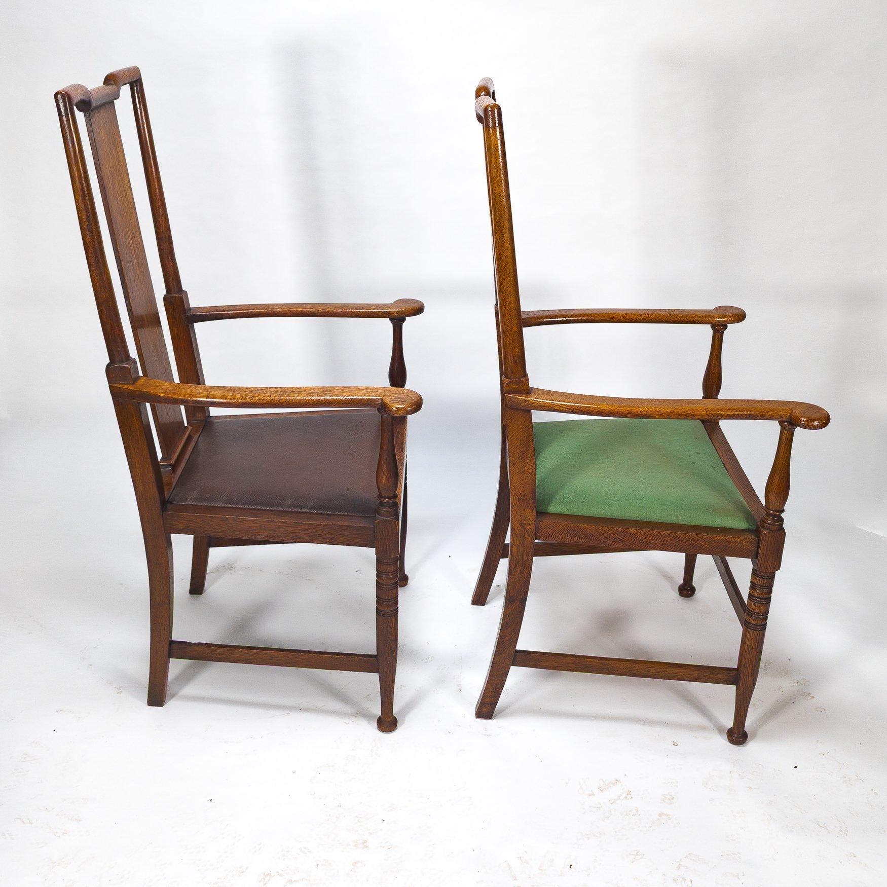 Morris & Co. Fauteuils de salle à manger en Oak Arts & Crafts, Design/One en vente 7